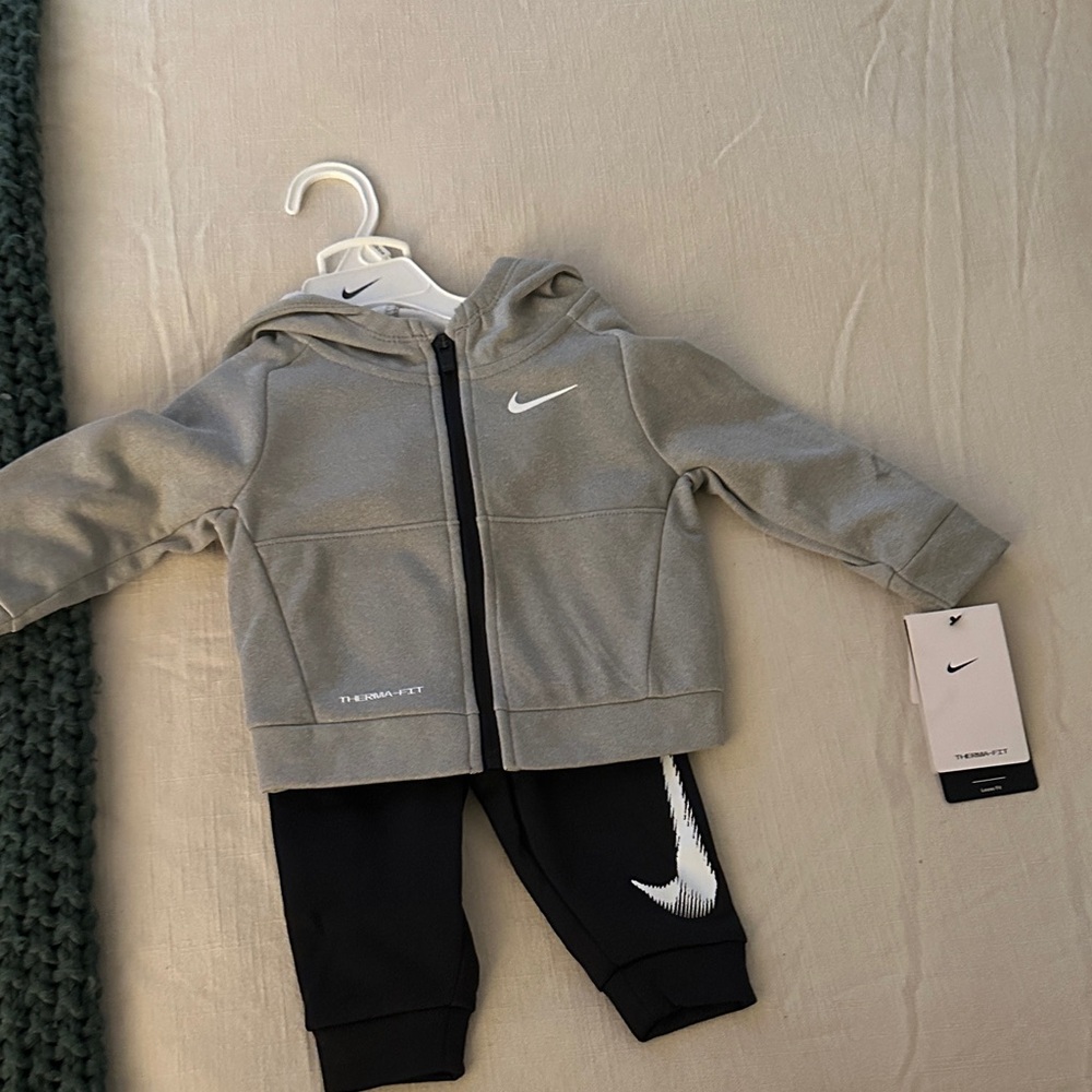 Nike Gray and Black Infant Hoodie Set